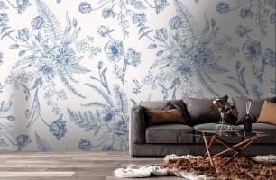 Wybierz Fototapeta Kwiaty szablony niebieskie Fototapeta Pattern na ścianę