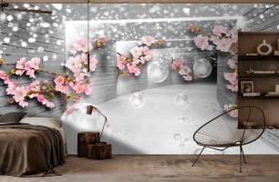 Wybierz Fototapeta Tonel z różową sakura  na ścianę
