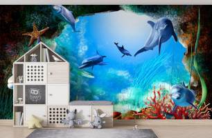 Wybierz Fototapeta 3D delfiny Tapety dla dzieci na ścianę