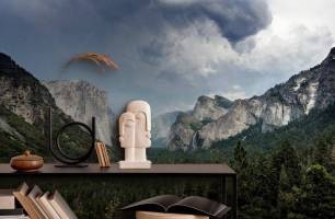 Wybierz Fototapeta Mglisty kraj górski natura 3d Fototapety góry na ścianę