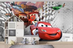 Wybierz Fototapeta 3D ściana i błyskawica McQueen Korzeń tapety na ścianę