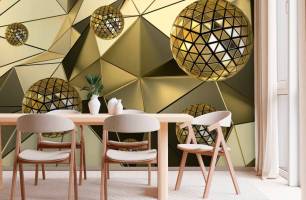 Wybierz Fototapeta Złote kule 3D 3D geometryczna na ścianę