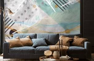 Wybierz Fototapeta Pióra na zielonym tle Styl retro na ścianę