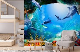 Wybierz Fototapeta 3D delfiny Tapety dla dzieci na ścianę