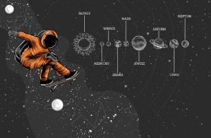 Wybierz Fototapeta Astronauta planety przestrzeń kosmiczna czarna Przestrzeń tapety na ścianę