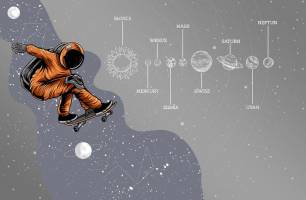 Wybierz Fototapeta Astronauta planety przestrzeń kosmiczna szara Przestrzeń tapety na ścianę