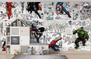 Wybierz Fototapeta Komiksy gazetą bohaterowie  na ścianę