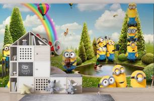 Wybierz Fototapeta Minionki na trawniku Tapety do pokoju dziecięcego na ścianę