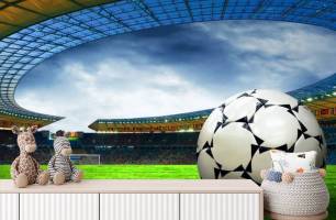 Wybierz Fototapeta Piłka na boisku football  na ścianę