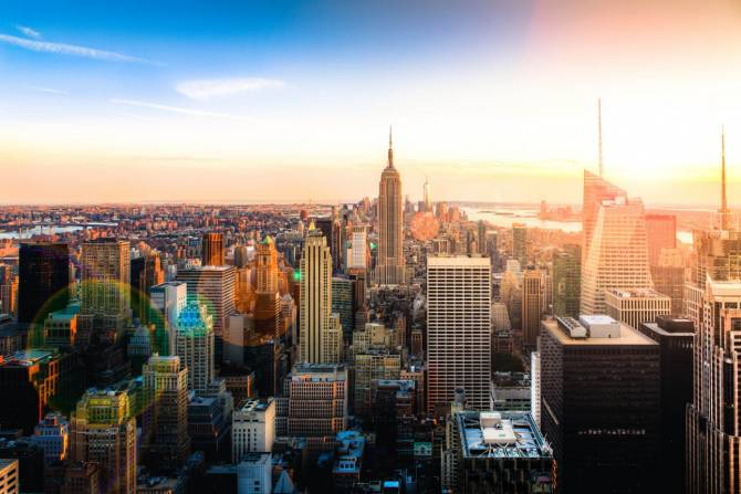 Fototapeta Manhattan o zachodzie słońca