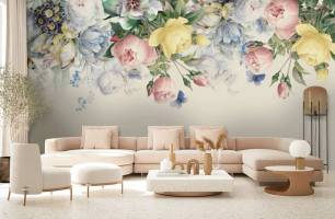 Wybierz Fototapeta Delikatne zabytkowe kwiaty z sufitu Bukiet kwiatów na ścianę