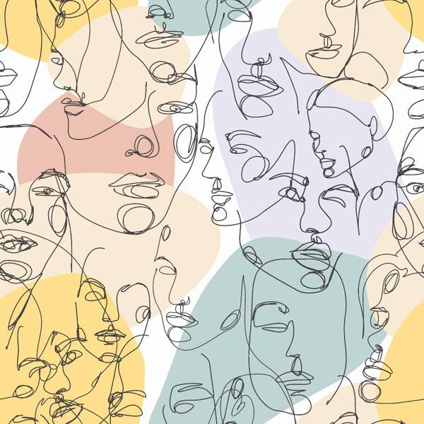 Fototapeta Line art kobiety kolorowe