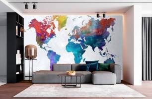 Wybierz Fototapeta Mapa świata kolorowa Mapa tapety świata na ścianę