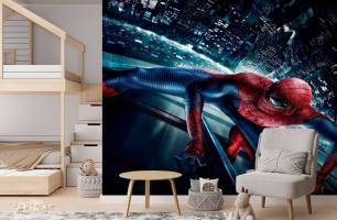 Wybierz Fototapeta Spiderman w mieście Tapety superbohaterowie na ścianę