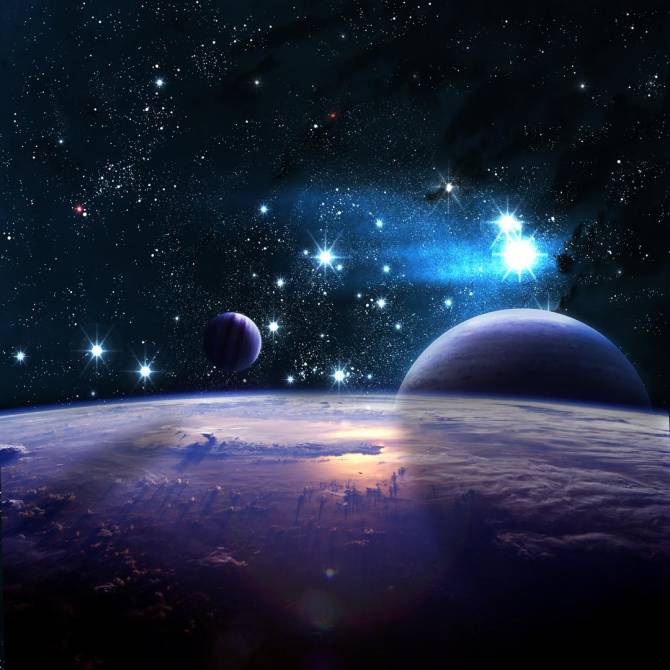 Fototapeta Ziemia z kosmosu i planety