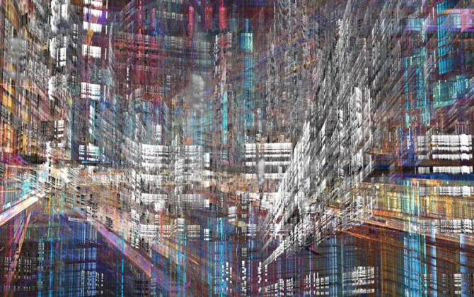 Fototapeta 3D abstrakcyjne miasto kolorowe
