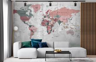 Wybierz Fototapeta Mapa światy szara  na ścianę