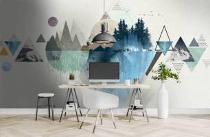 Wybierz Fototapeta 3D geometryczny wzór drzewa Tapeta do biura na ścianę
