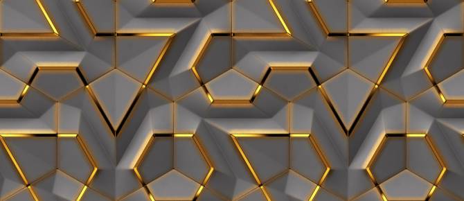 Fototapeta geometria szara z złotem