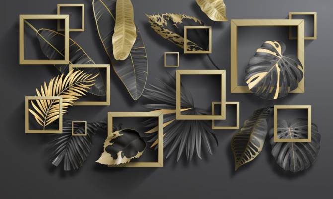 Fototapeta Tropicalny liścia 3d geometria