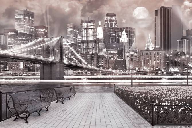 Fototapeta noc miasto sepia