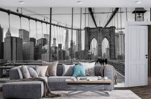 Wybierz Fototapeta cz.-b. Brooklyn Bridge  na ścianę