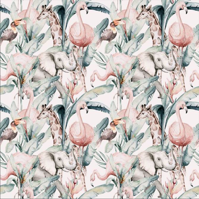 Fototapeta Flamingi tropikalne liścia pattern