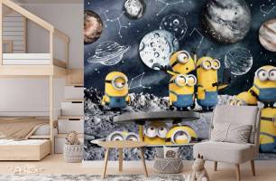 Wybierz Fototapeta Minionki przestrzeń kosmiczna Tapety do pokoju dziecięcego na ścianę