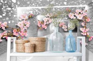 Wybierz Fototapeta Tonel z różową sakura  na ścianę