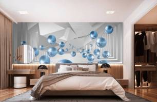 Wybierz Fototapeta niebieskie balony w perspektywie powietrznej 3D tunel na ścianę