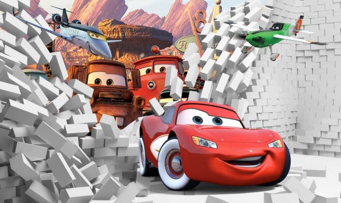 Fototapeta 3D ściana i błyskawica McQueen