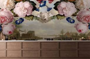 Wybierz Fototapeta Vintage print z kwiatami Bukiet kwiatów na ścianę