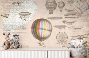 Wybierz Fototapeta Vintage balon na ogrzane powietrze Fototapeta dla chłopca na ścianę