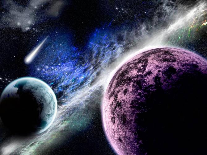 Fototapeta Planety i meteoryt