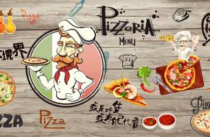 Wybierz Fototapeta dla miłośników pizzy Tapeta na kawiarnię na ścianę